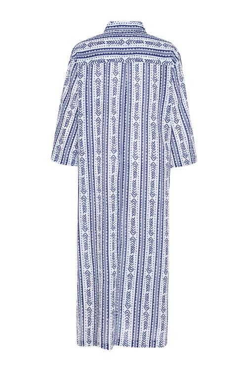  MARİN BASKILI MİDİ GÖMLEK ELBİSE
