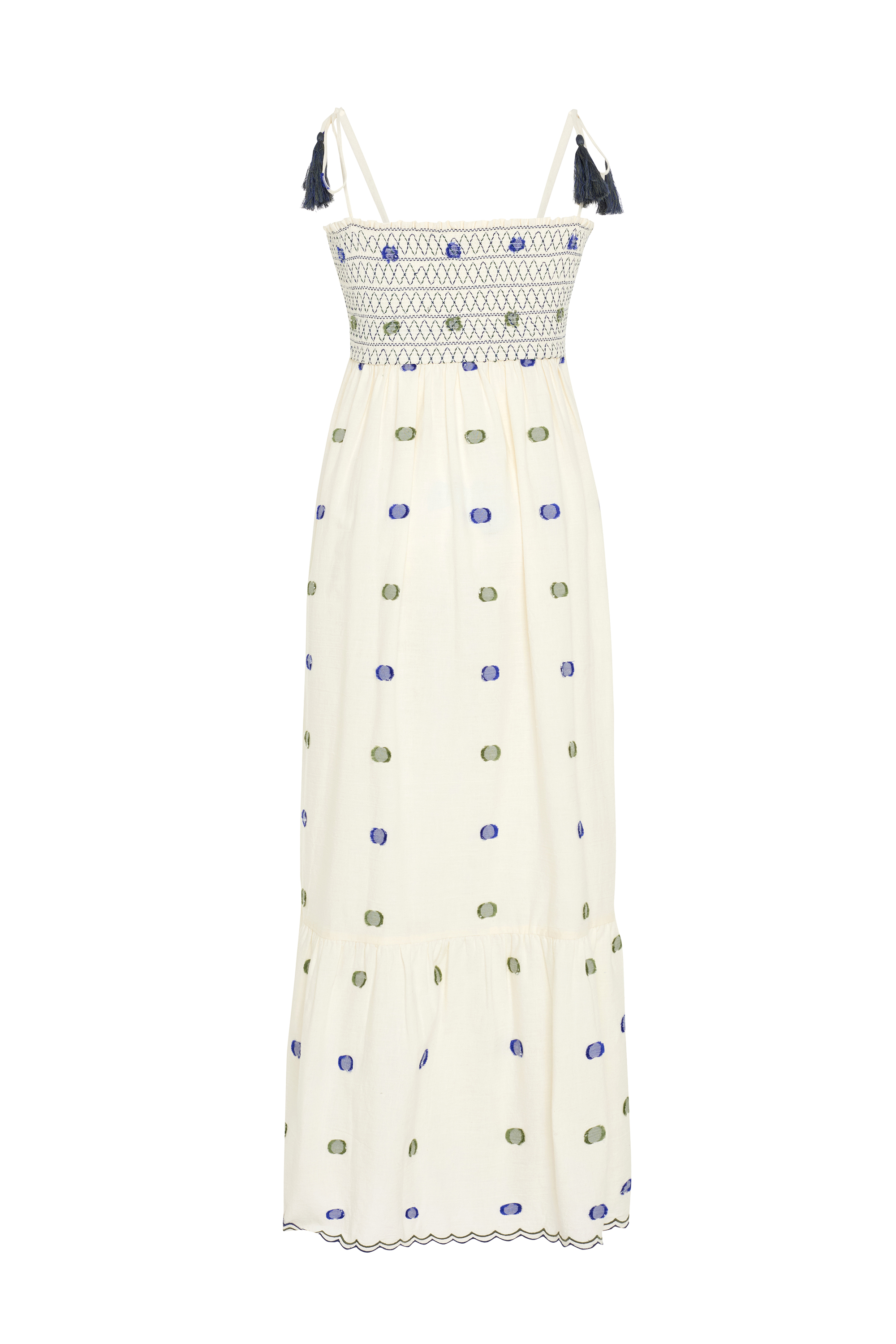 NAKIŞLI ASKILI MİDİ ELBİSE