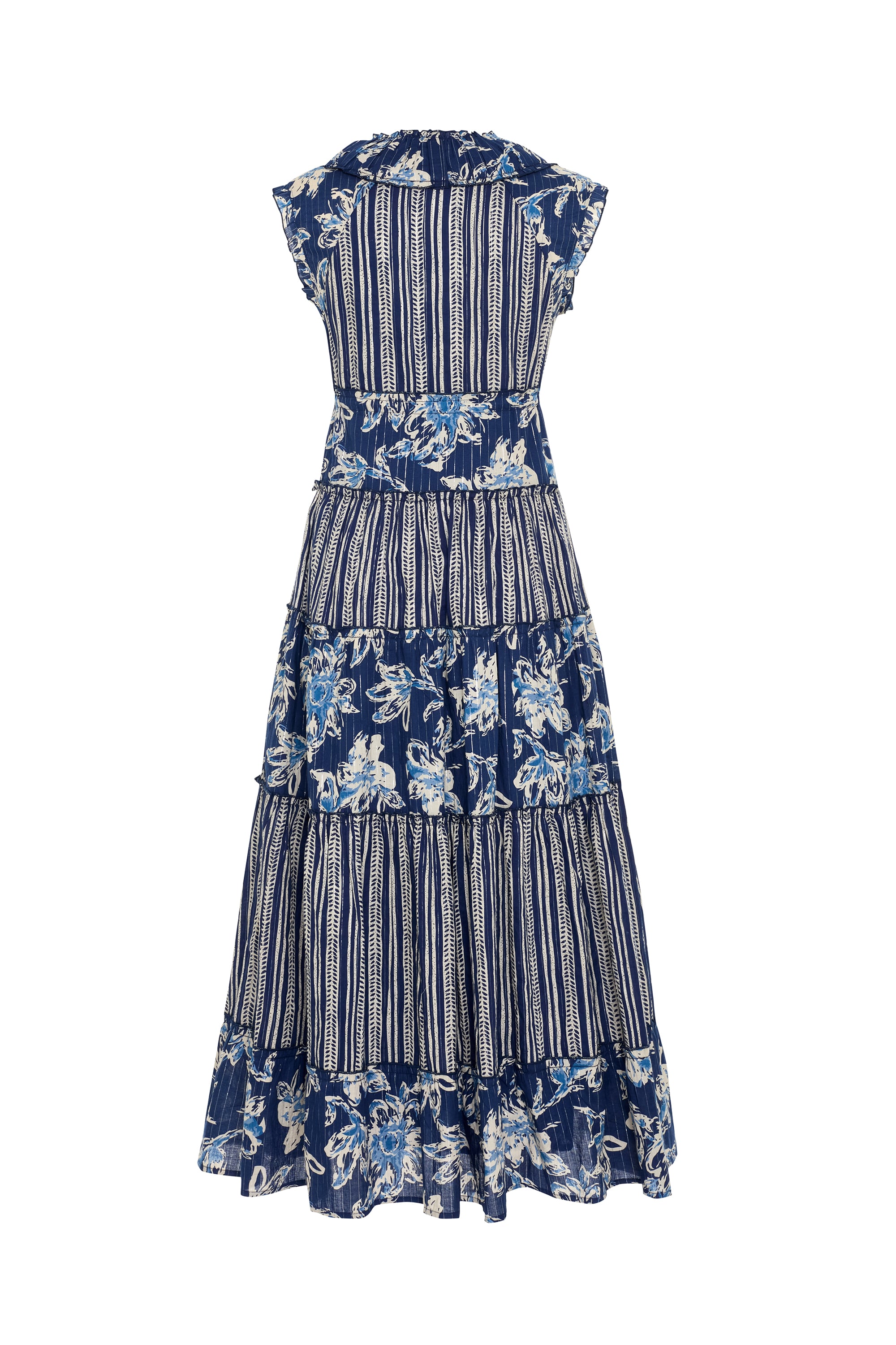 ETNİK BASKILI İŞLEMELİ KOLSUZ UZUN ELBİSE