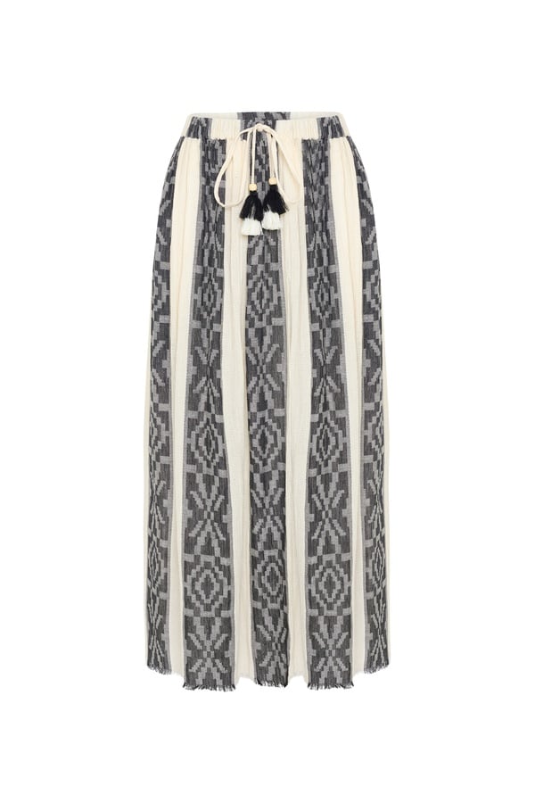 ÇİZGİLİ A FORM MİDİ ETEK