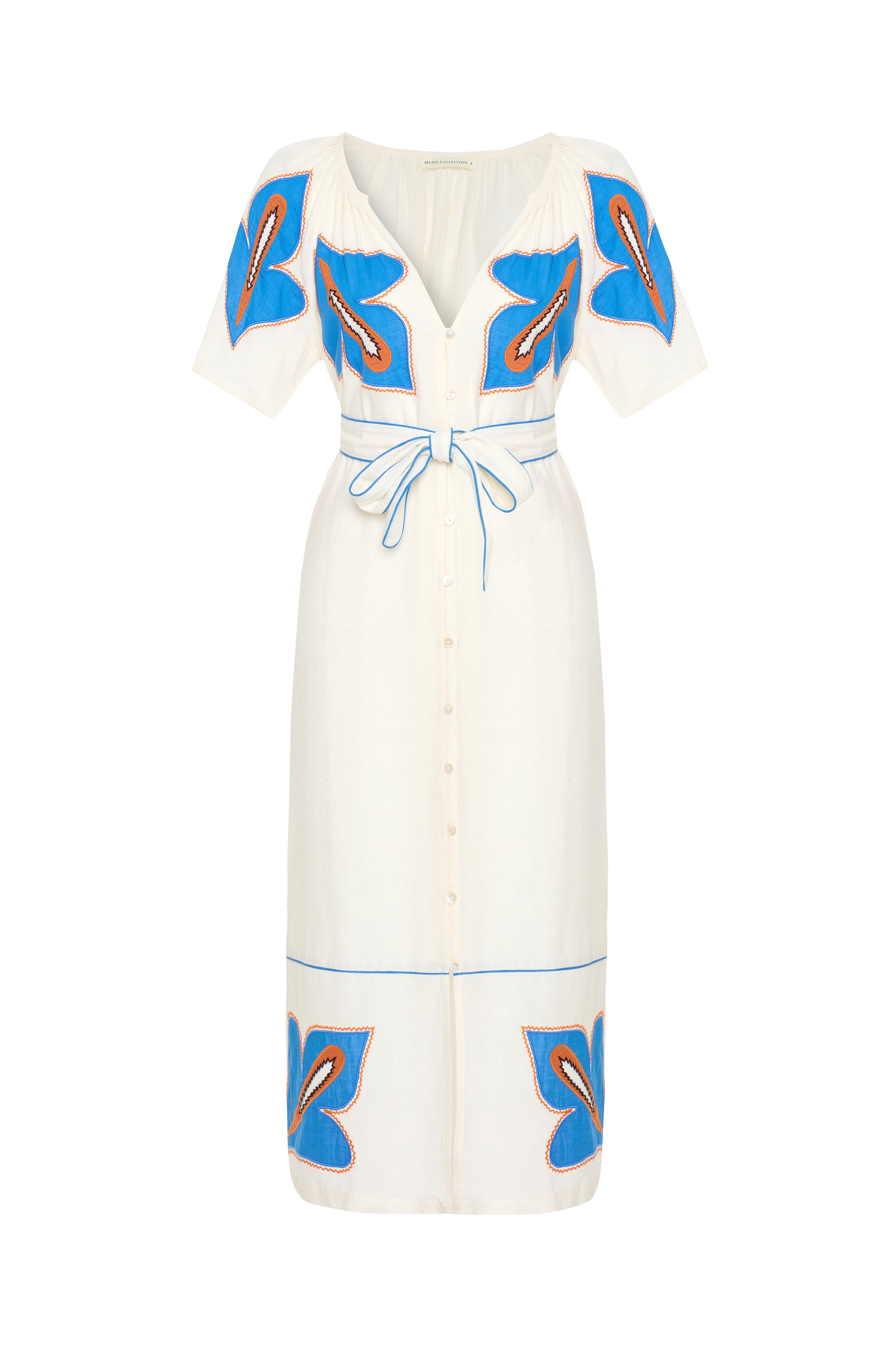 NAKIŞLI KEMERLİ A FORM MİDİ GÖMLEK ELBİSE