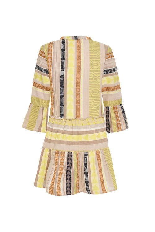  ETNİK BASKILI KLOŞ MİNİ ELBİSE