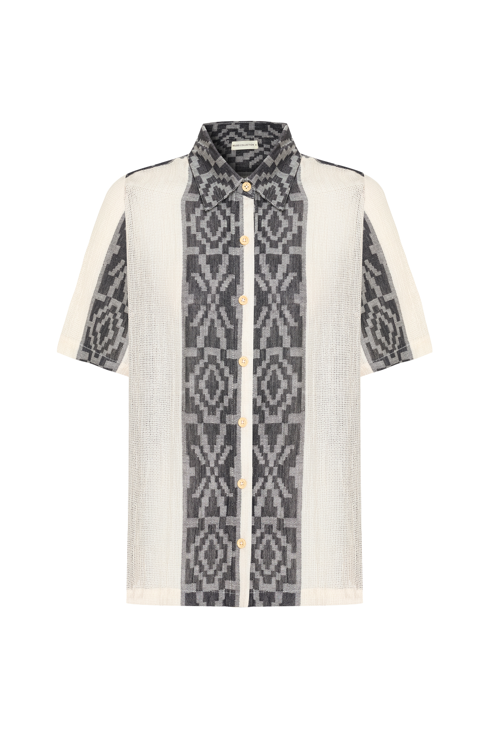 ETNİK ÇİZGİLİ KISA KOL GÖMLEK