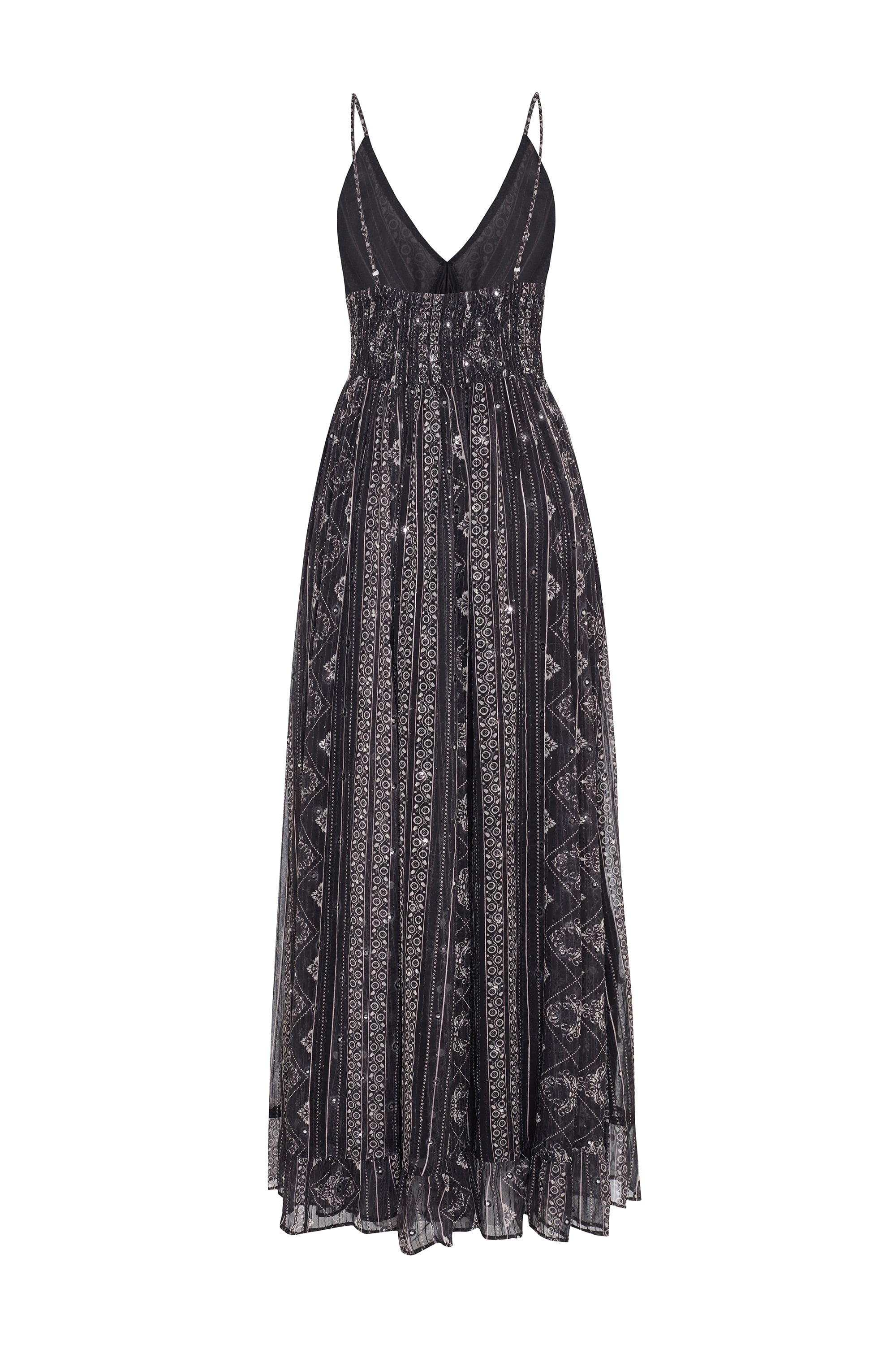 İŞLEMELİ ASKILI KLOŞ MİDİ ELBİSE