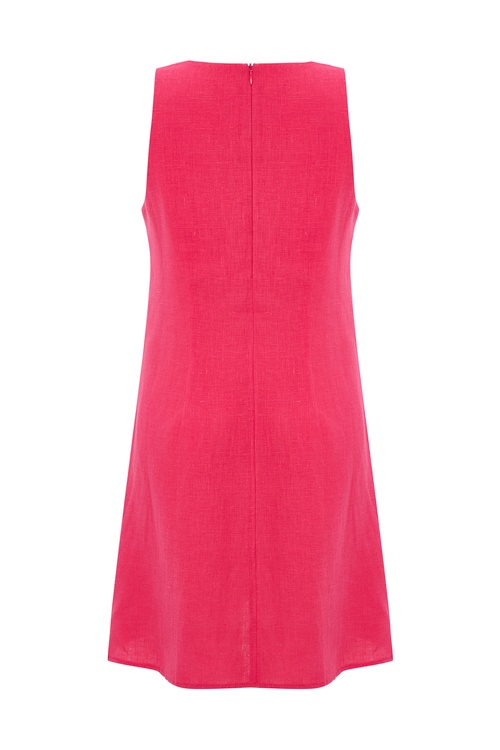  A FORM KOLSUZ KETEN MİNİ ELBİSE