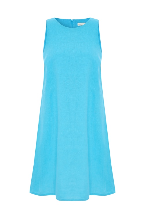  A FORM KOLSUZ KETEN MİNİ ELBİSE