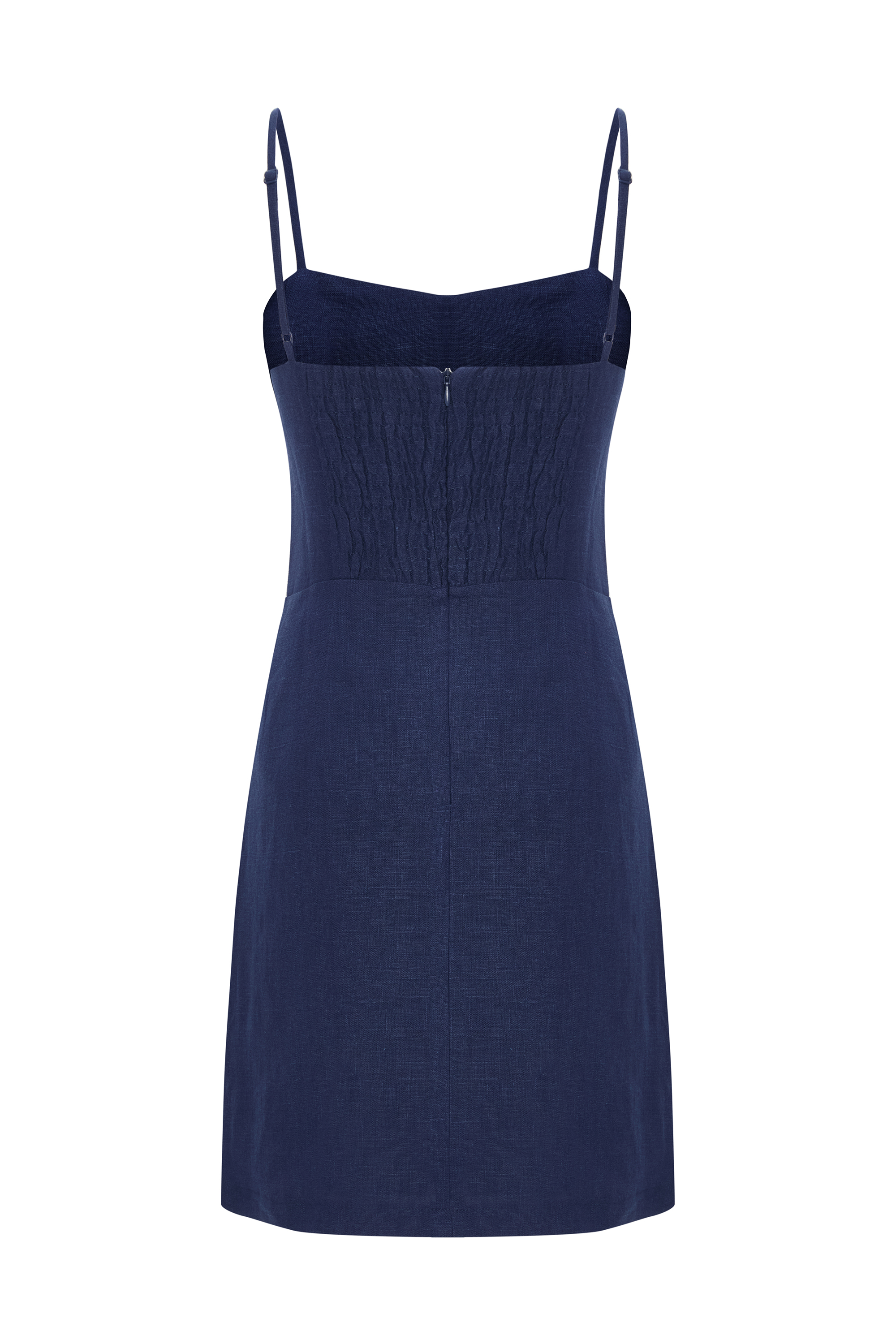 ASKILI MİNİ KETEN ELBİSE