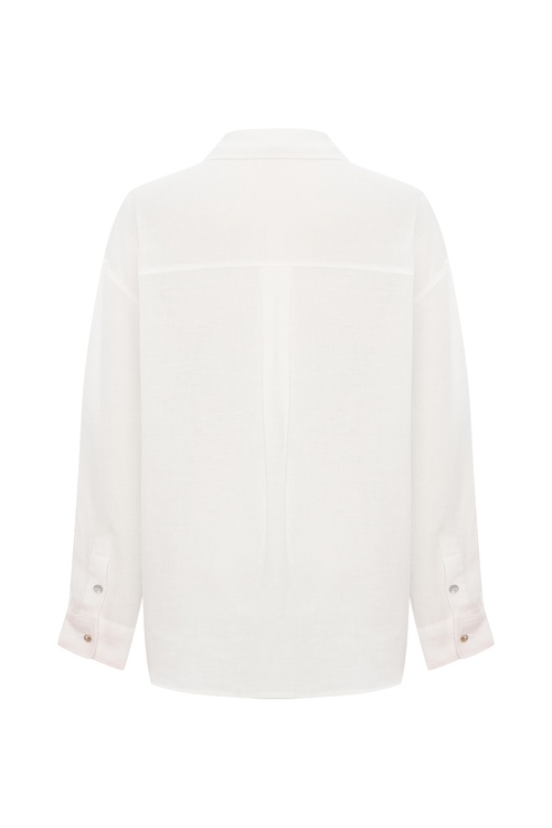  OVERSIZE UZUN KOLLU KETEN GÖMLEK