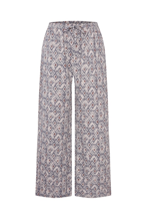  ETNİK BASKILI BELİ BAĞLAMALI WIDE LEG PANTOLON