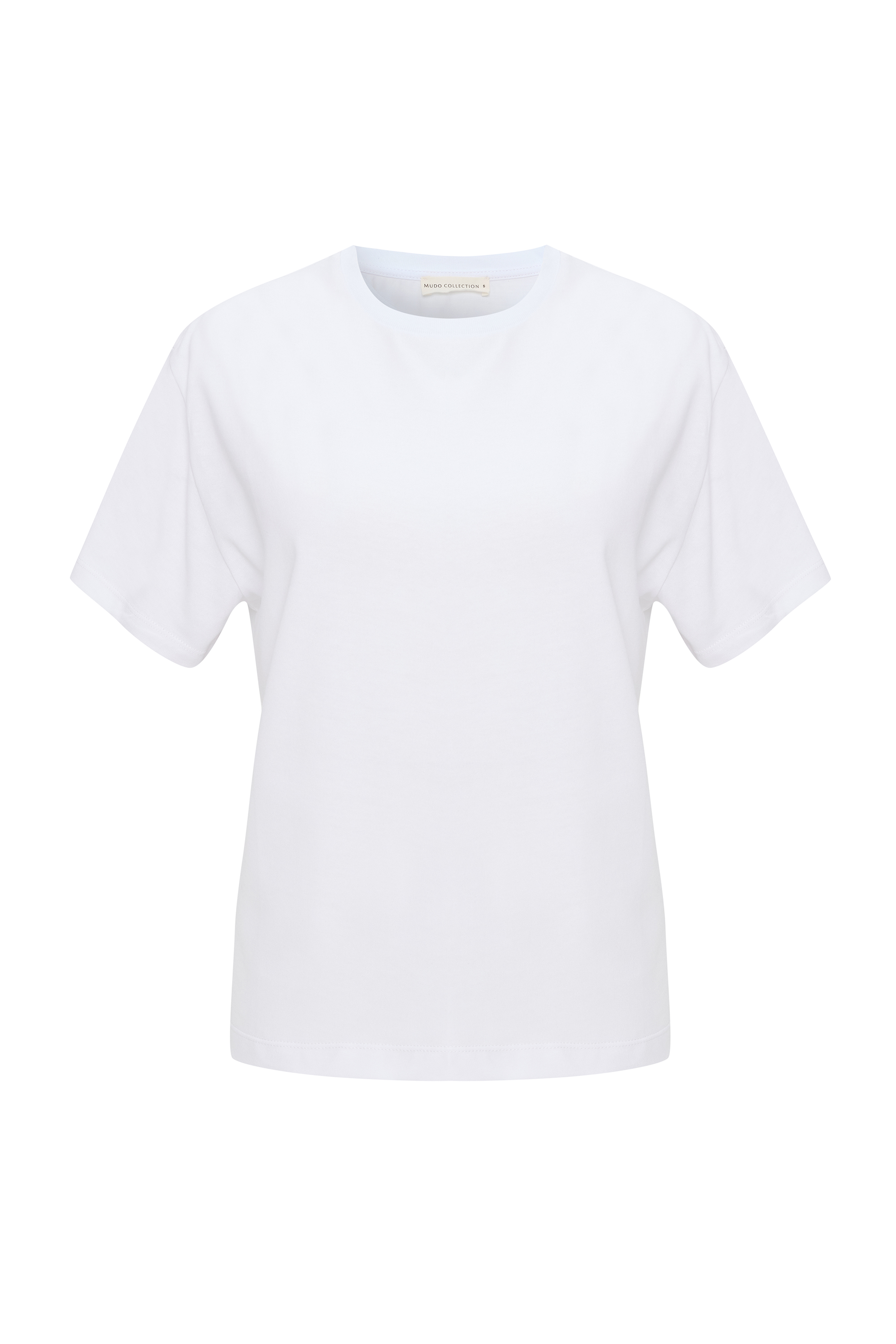 Kadın Beyaz Loose Fit Bisiklet Yaka T-Shirt