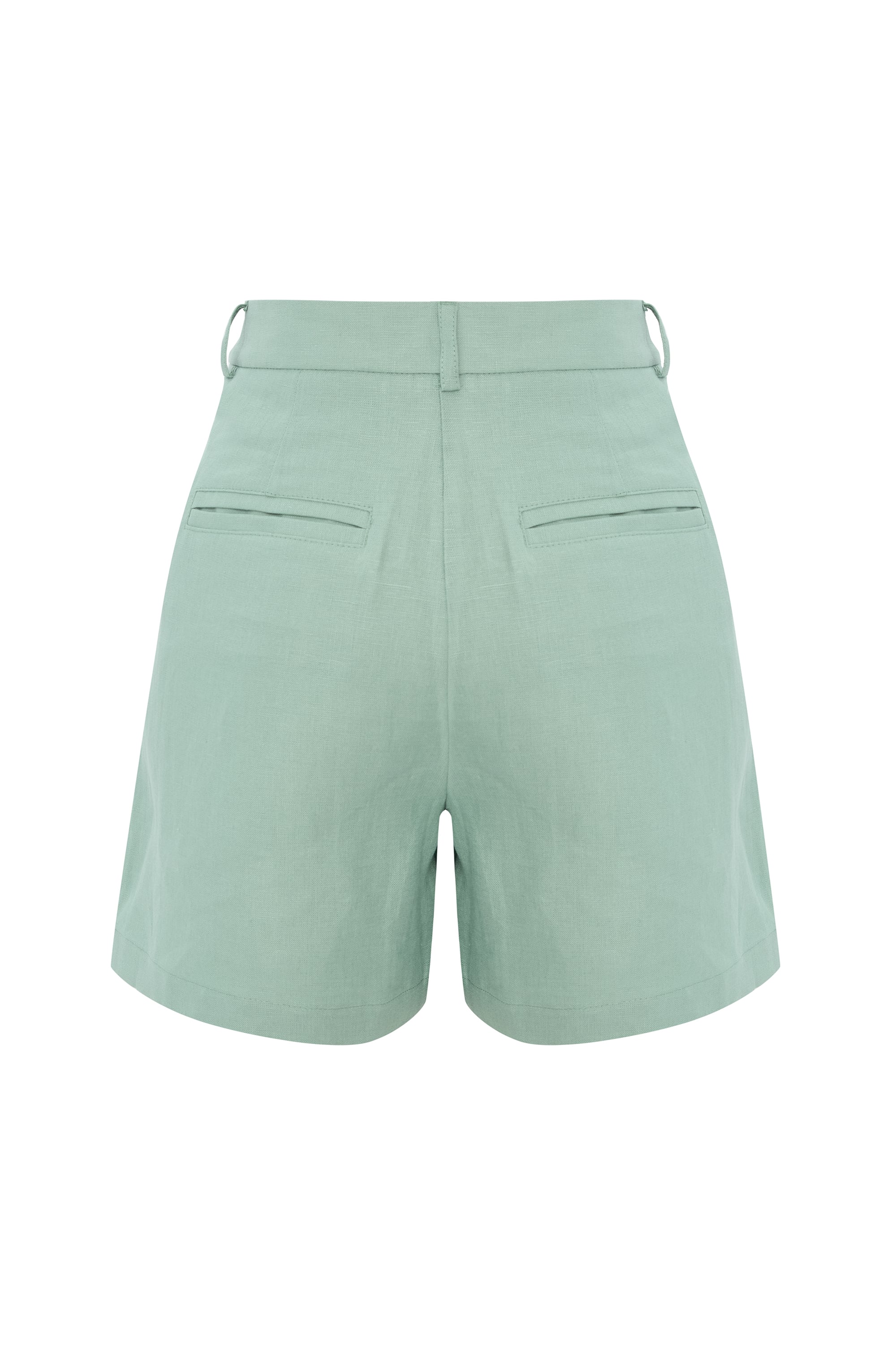 PİLELİ KISA KETEN ŞORT