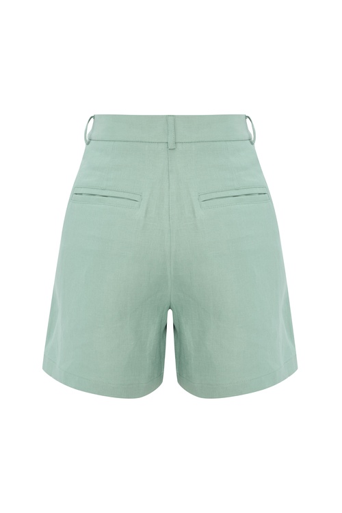  PİLELİ KISA KETEN ŞORT