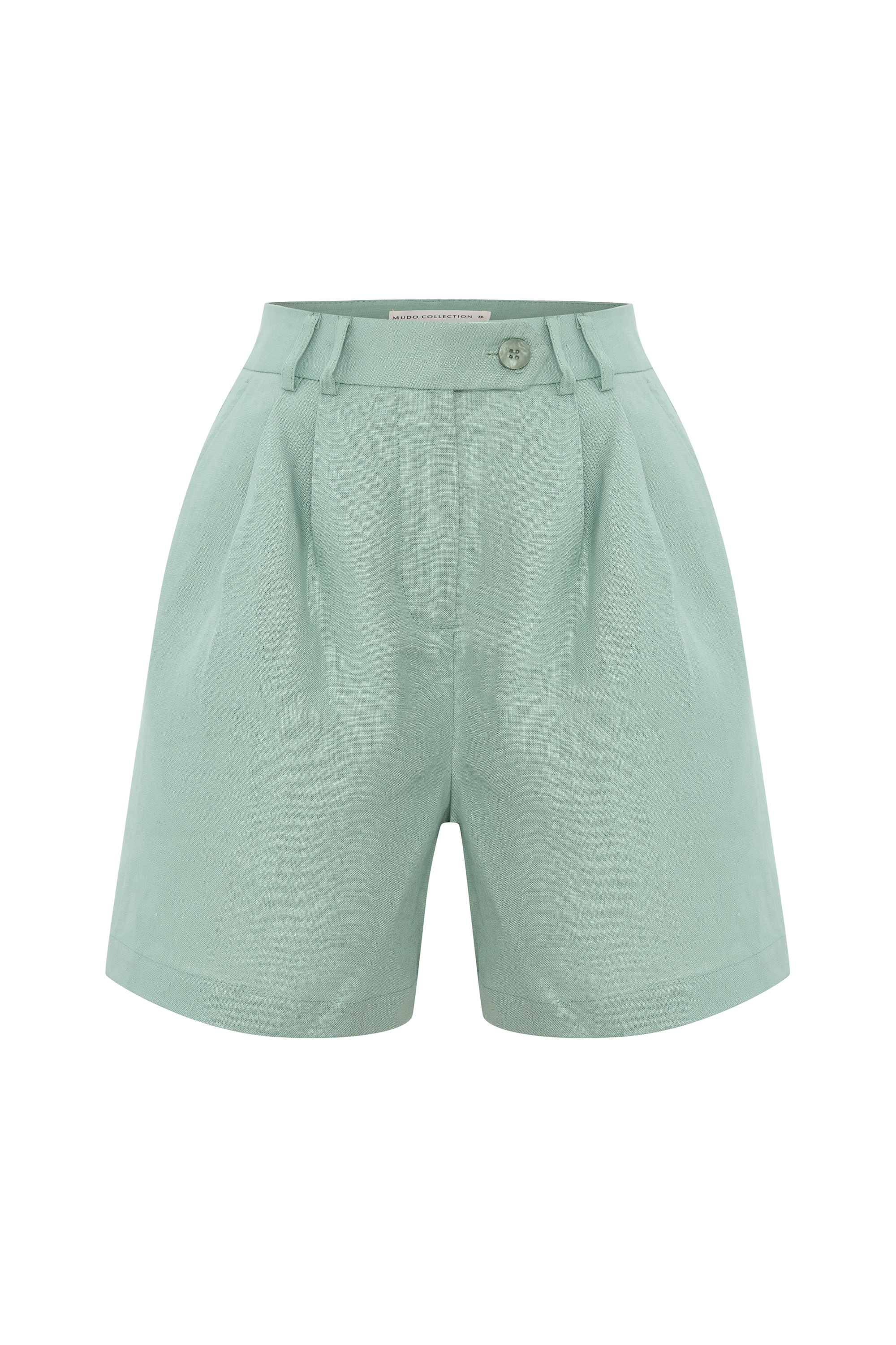 PİLELİ KISA KETEN ŞORT