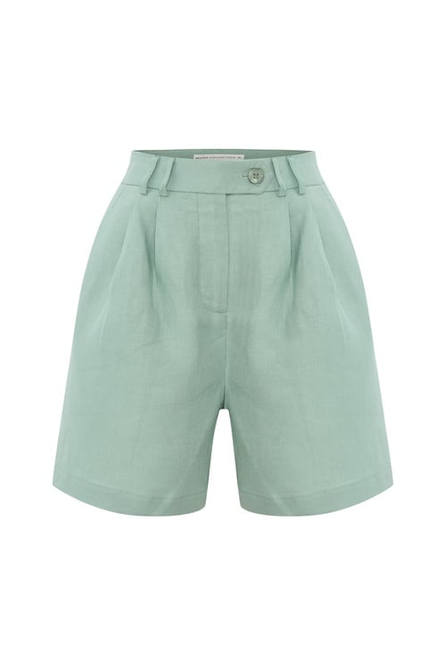  PİLELİ KISA KETEN ŞORT