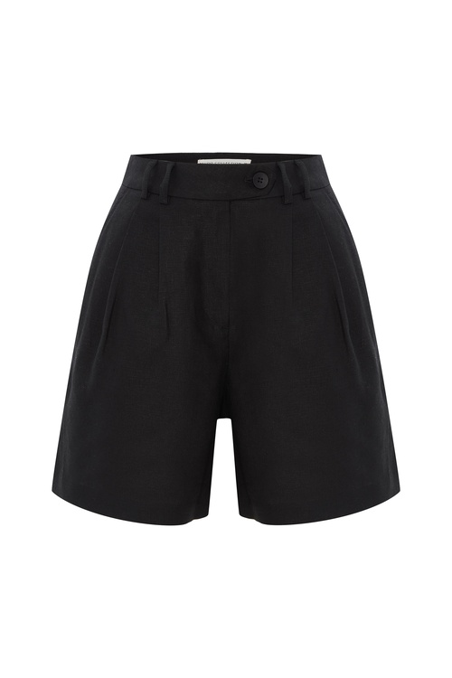  PİLELİ KISA KETEN ŞORT