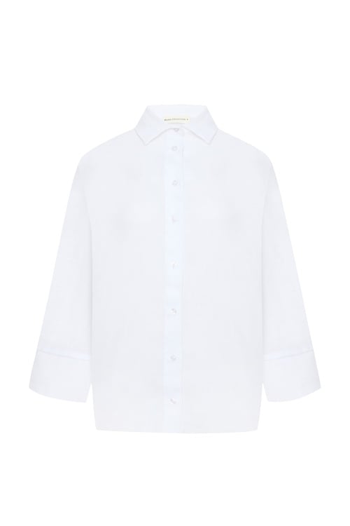  OVERSIZE 3/4 KOL KETEN GÖMLEK