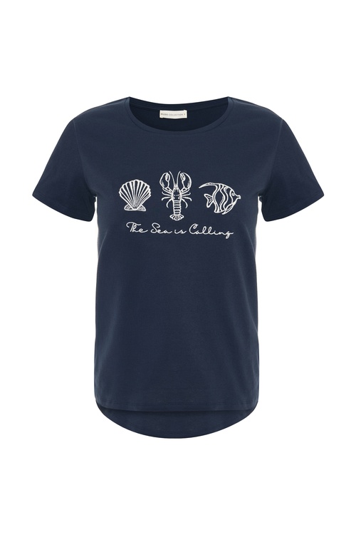  MARİN NAKIŞLI BİSİKLET YAKA T-SHIRT