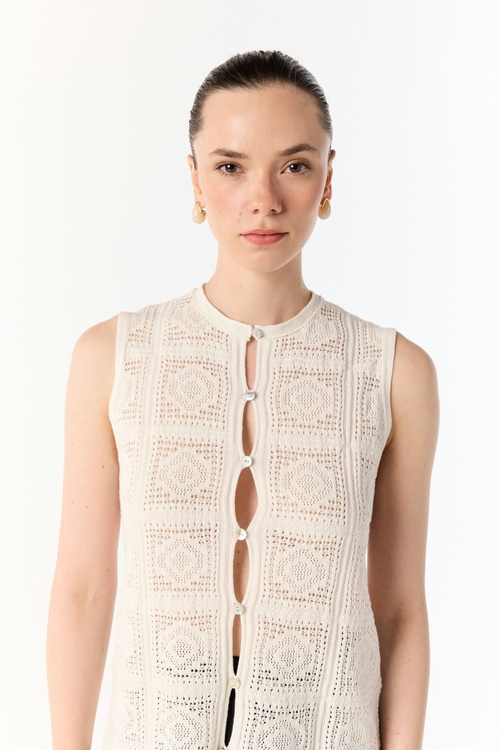  BİSİKLET YAKA ÖRGÜ DETAYLI YELEK