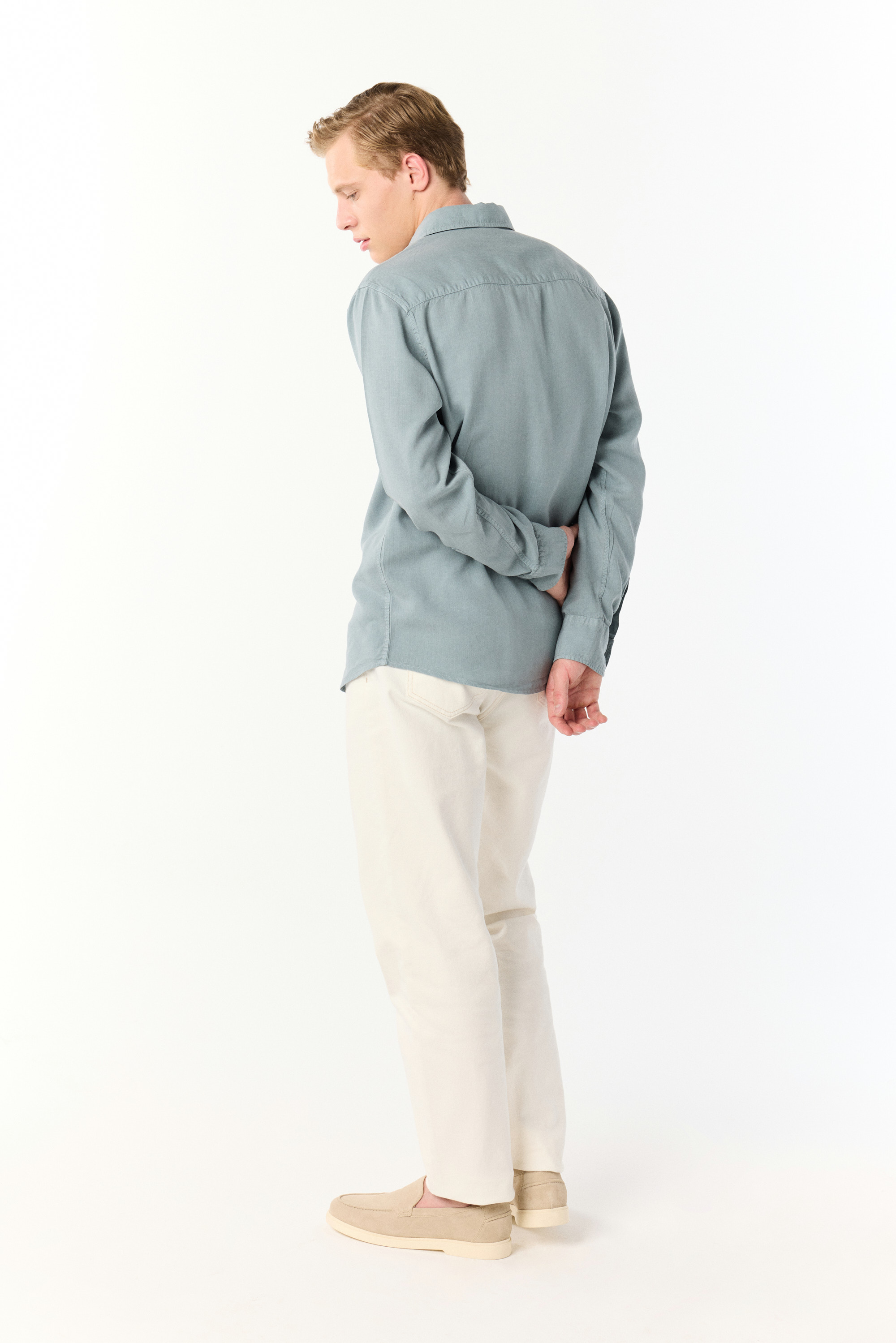 KETEN KARIŞIMLI REGULAR FIT UZUN KOLLU GÖMLEK