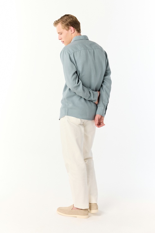  KETEN KARIŞIMLI REGULAR FIT UZUN KOLLU GÖMLEK