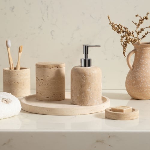 EVELYN TRAVERTEN 5'Lİ BANYO SETİ BEJ