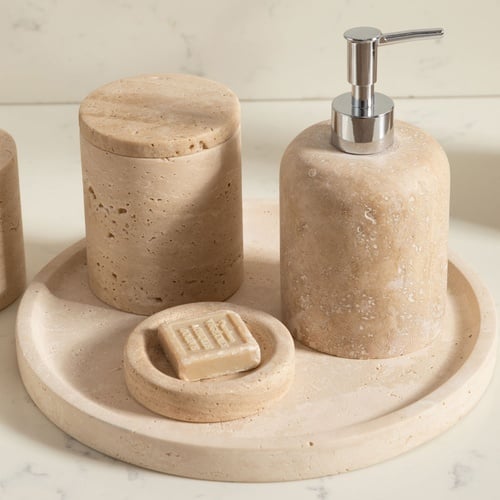 EVELYN TRAVERTEN 5'Lİ BANYO SETİ BEJ