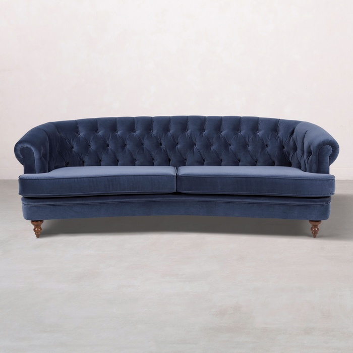 GRAHAM LACİVERT KADİFE ÜÇLÜ KOLTUK