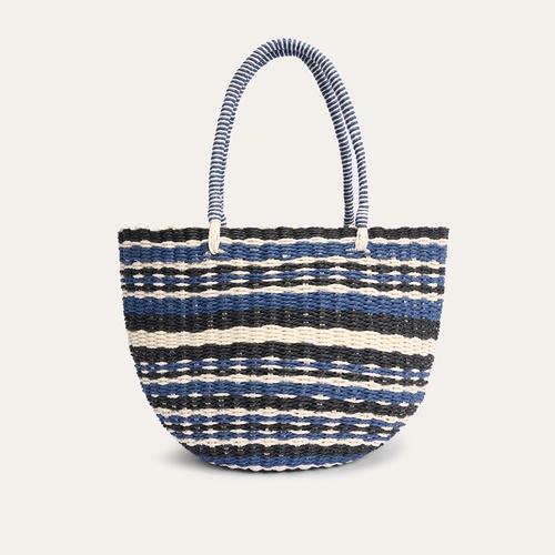  RENK BLOKLU HASIR SHOPPER EL ÇANTASI