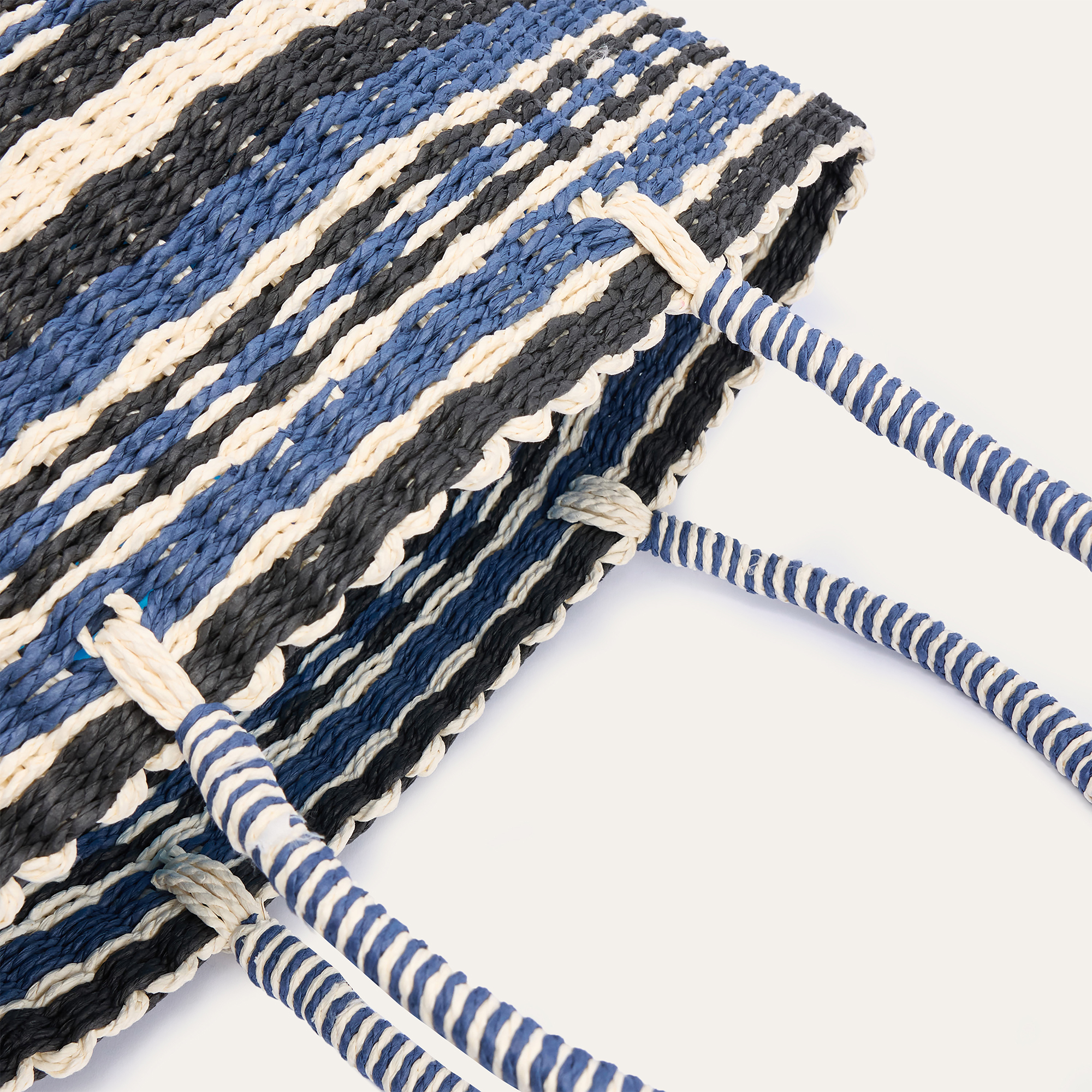 RENK BLOKLU HASIR SHOPPER EL ÇANTASI