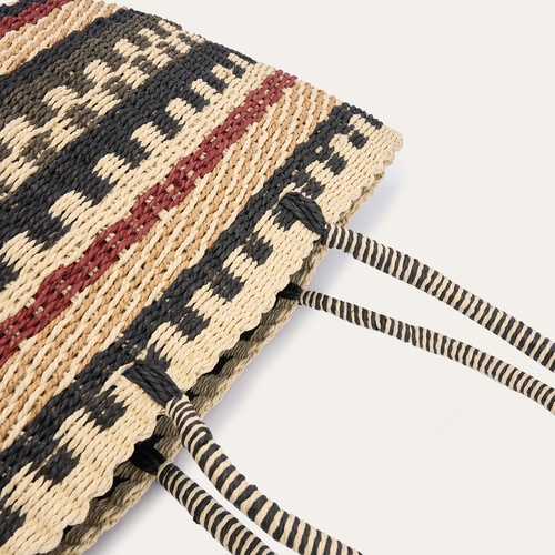  RENK BLOKLU HASIR SHOPPER EL ÇANTASI