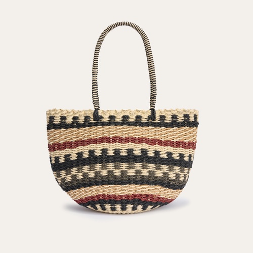  RENK BLOKLU HASIR SHOPPER EL ÇANTASI