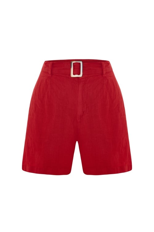  KEMERLİ KETEN ŞORT