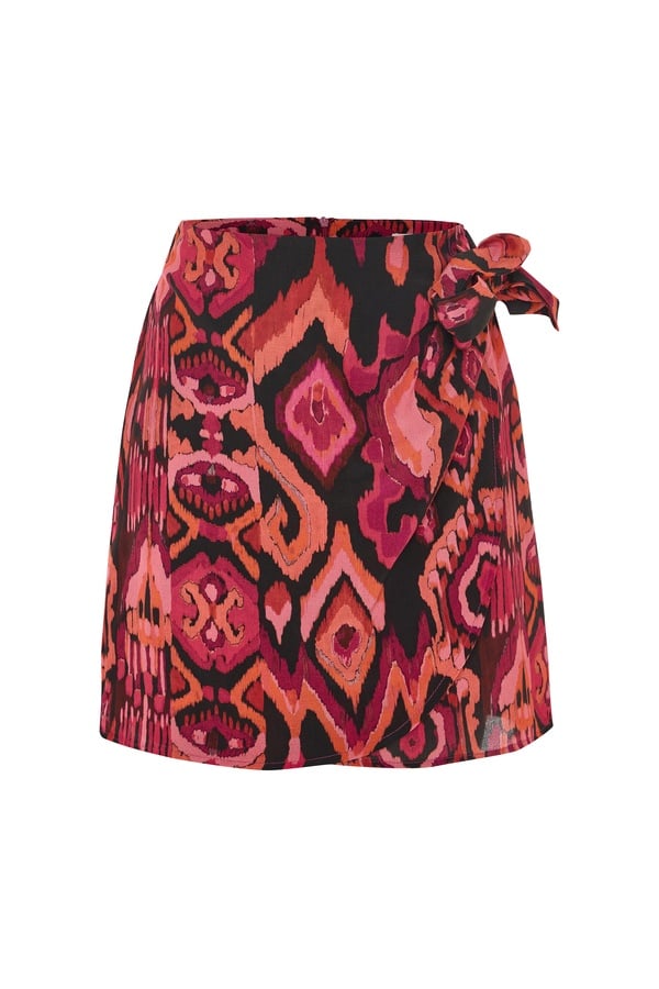 BASKILI FİYONK DETAYLI MİNİ ETEK