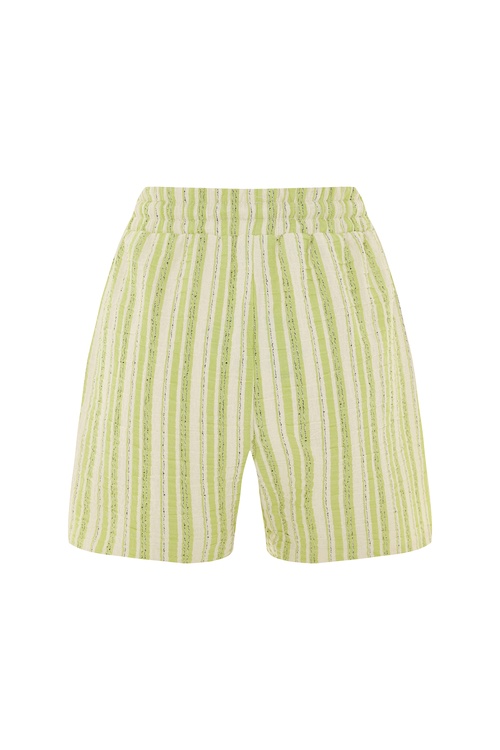 RELAX FIT BAĞLAMALI ÇİZGİLİ KISA ŞORT