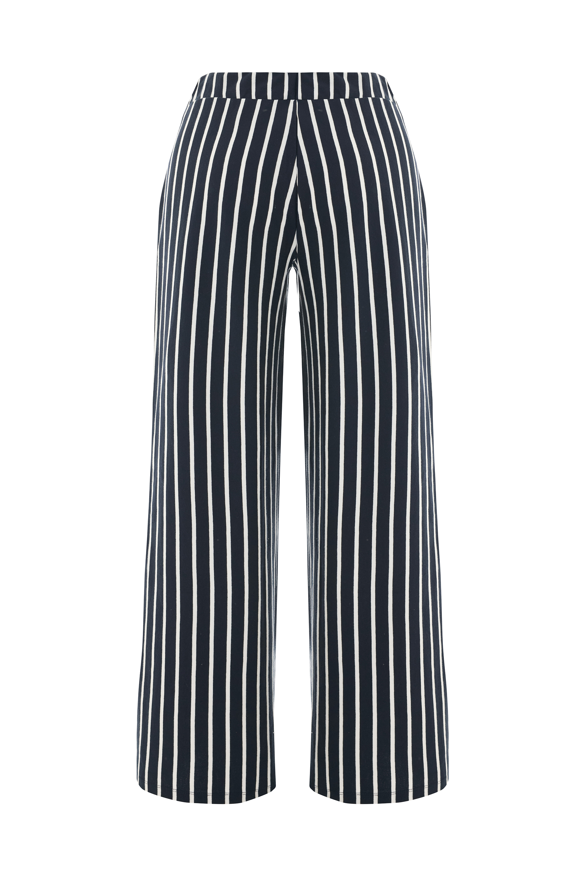 ÇİZGİLİ WIDE LEG BELİ LASTİKLİ PANTOLON