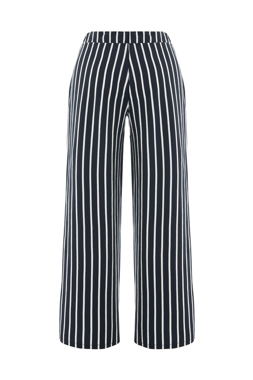  ÇİZGİLİ WIDE LEG BELİ LASTİKLİ PANTOLON