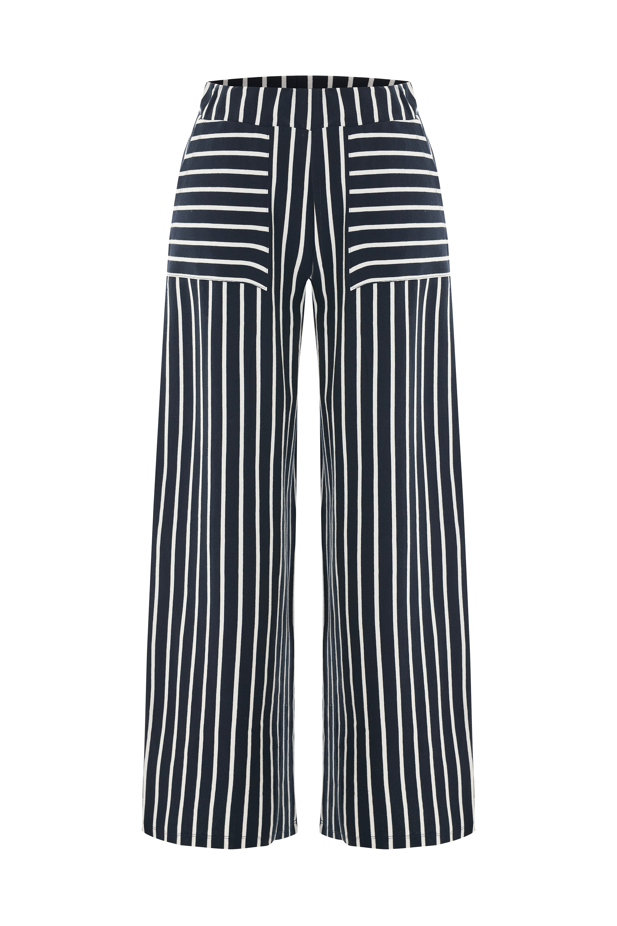 ÇİZGİLİ WIDE LEG BELİ LASTİKLİ PANTOLON