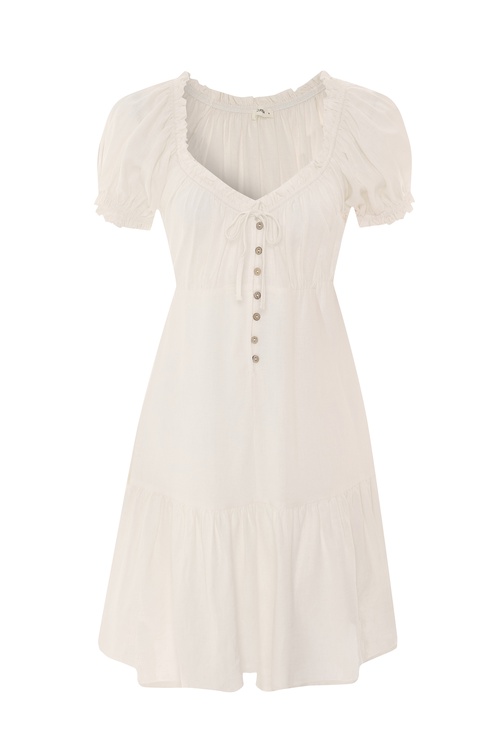  KETEN KARIŞIMLI KLOŞ MİNİ ELBİSE