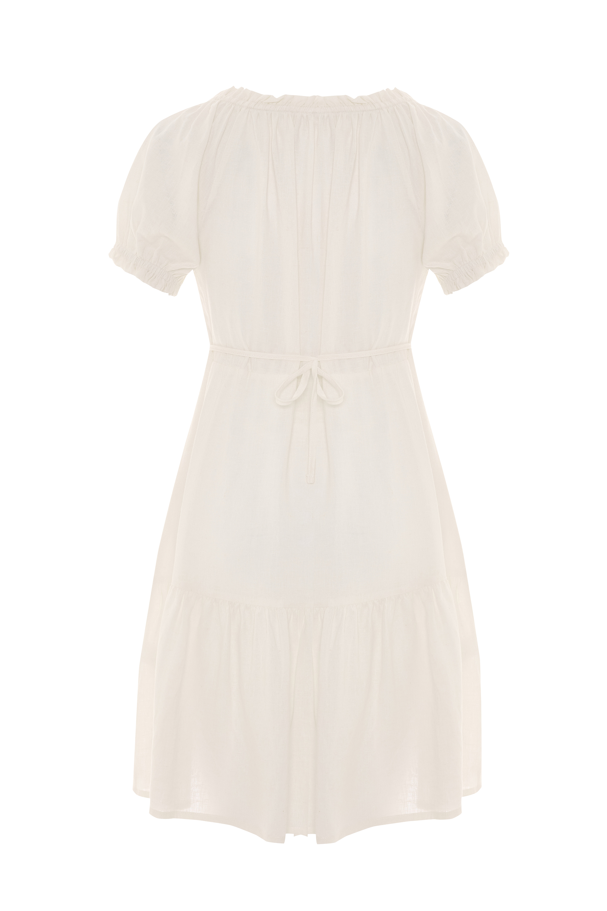 KETEN KARIŞIMLI KLOŞ MİNİ ELBİSE