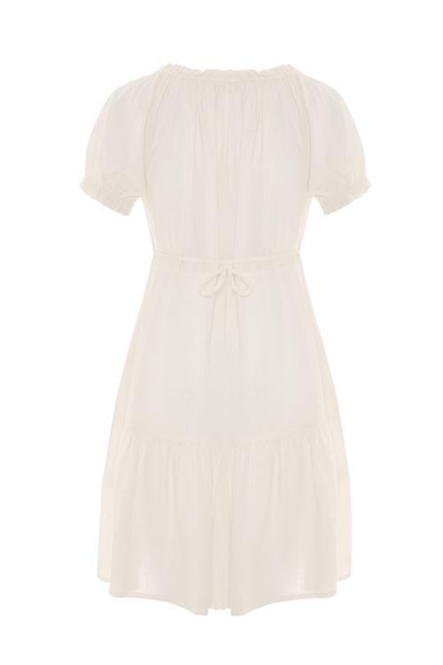  KETEN KARIŞIMLI KLOŞ MİNİ ELBİSE