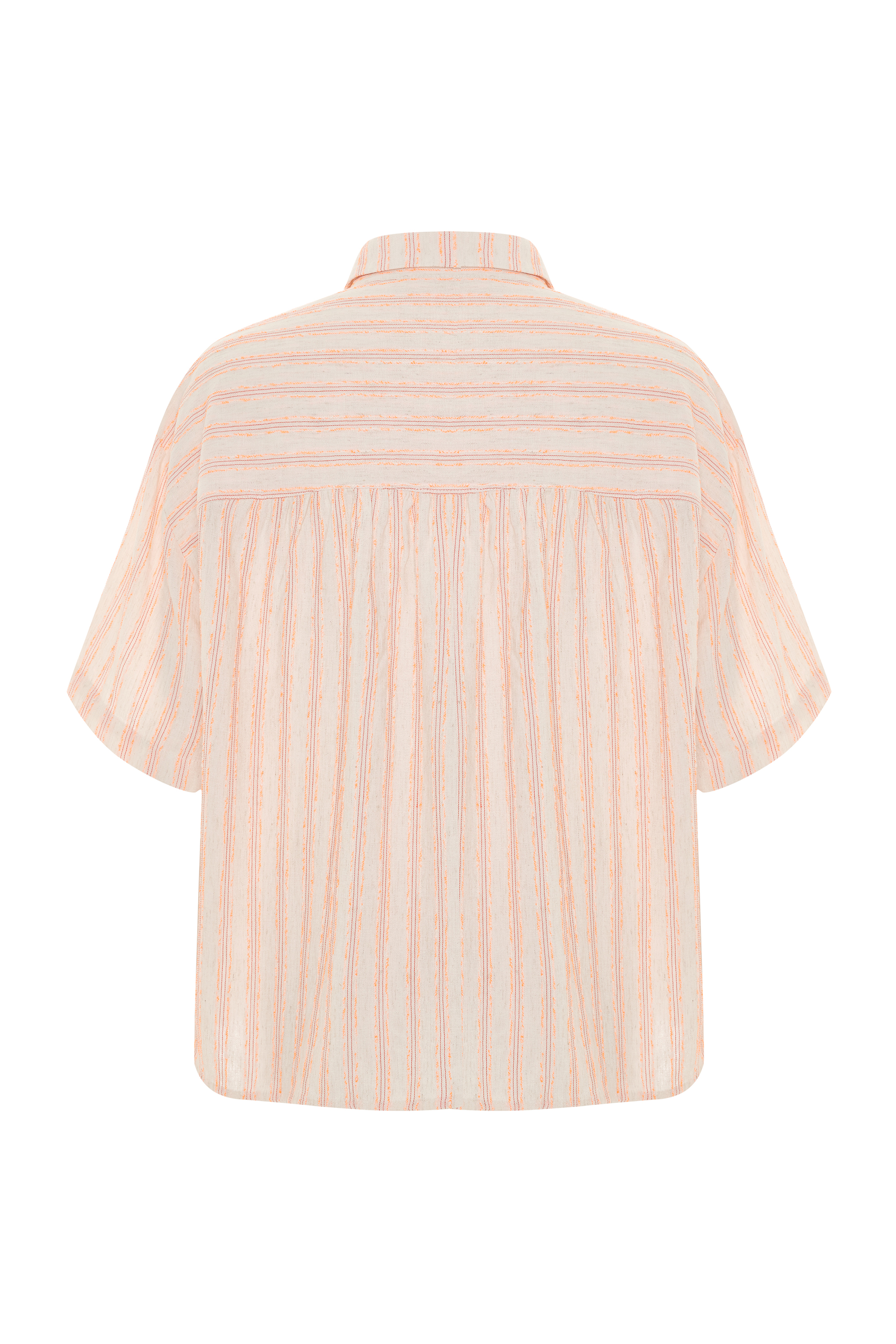 ÇİZGİLİ OVERSIZE KISA KOLLU GÖMLEK