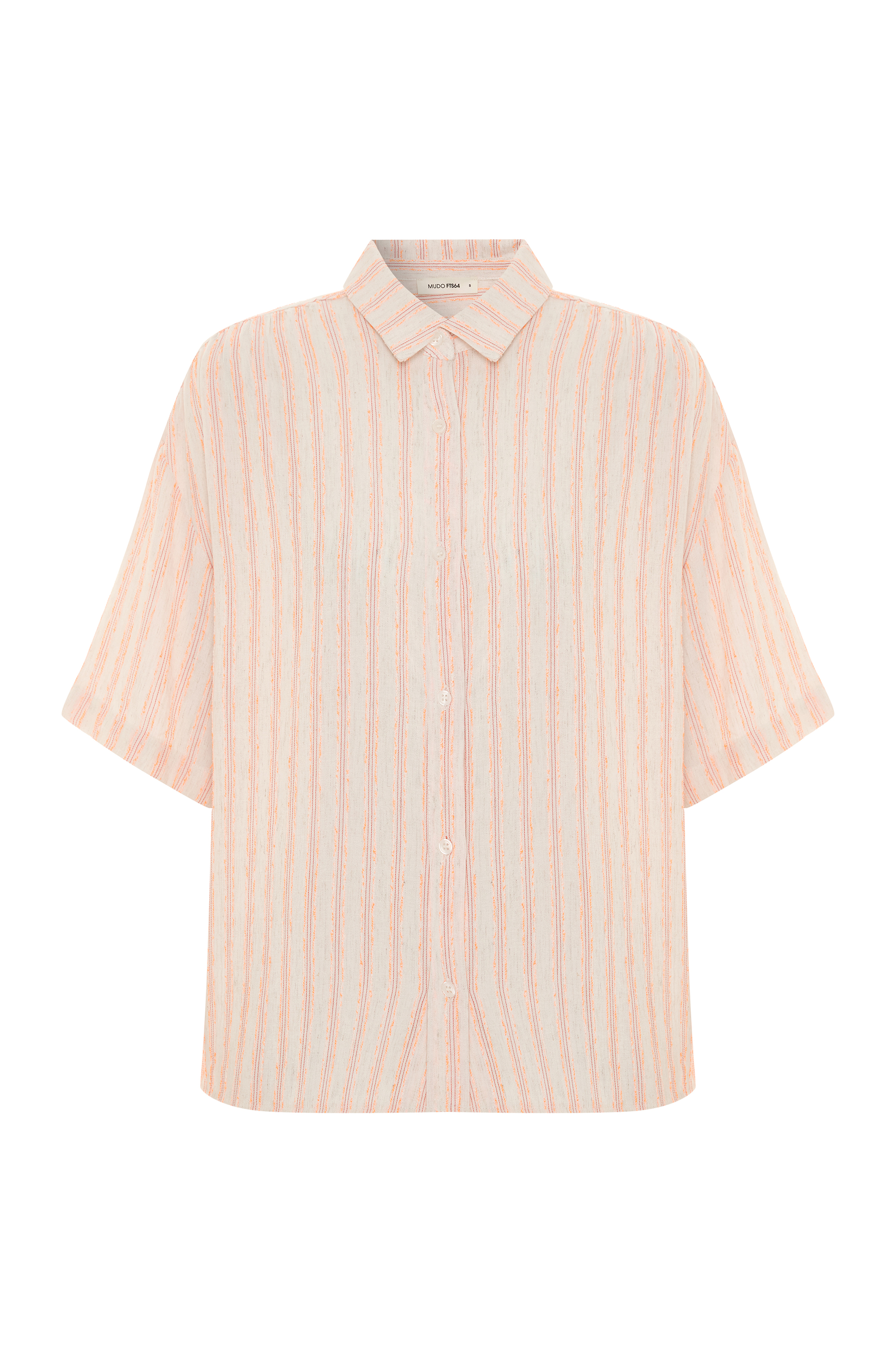 ÇİZGİLİ OVERSIZE KISA KOLLU GÖMLEK