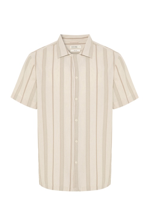 ÇİZGİLİ RESORT YAKA KISA KOLLU GÖMLEK