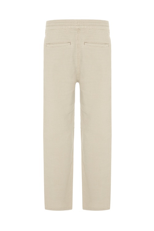 STRAIGHT FIT DOKULU BELİ BAĞLAMALI PANTOLON