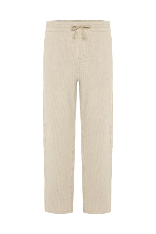 STRAIGHT FIT DOKULU BELİ BAĞLAMALI PANTOLON