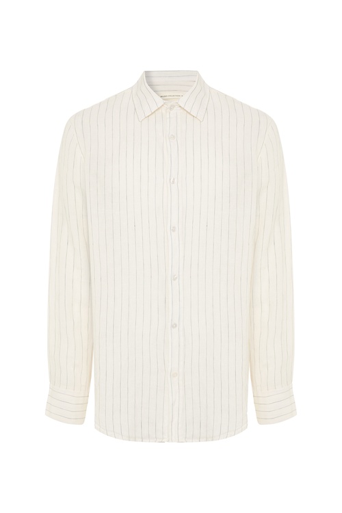  ÇİZGİLİ REGULAR FIT UZUN KOLLU KETEN GÖMLEK