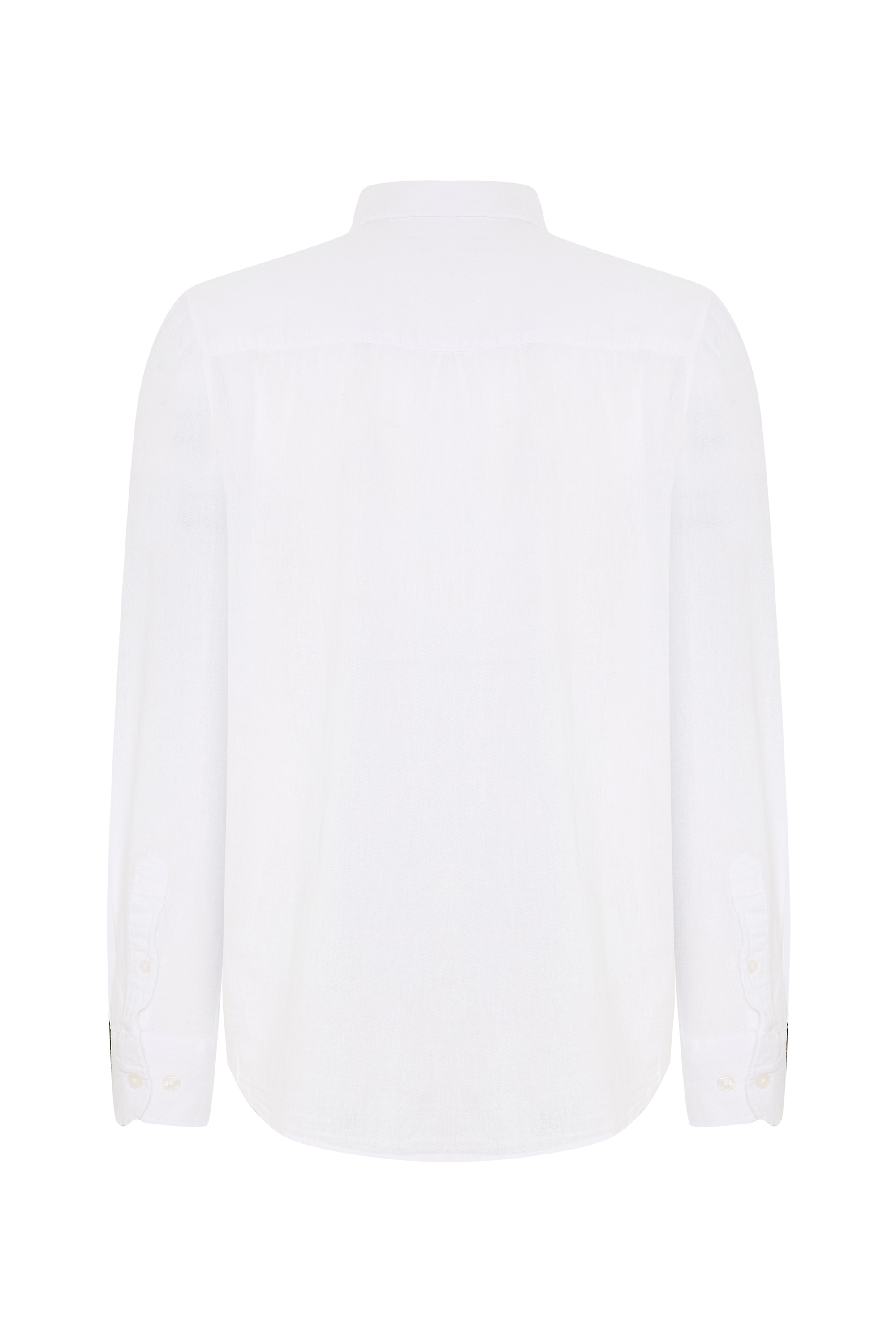 REGULAR FIT UZUN KOLLU KETEN KARIŞIMLI GÖMLEK