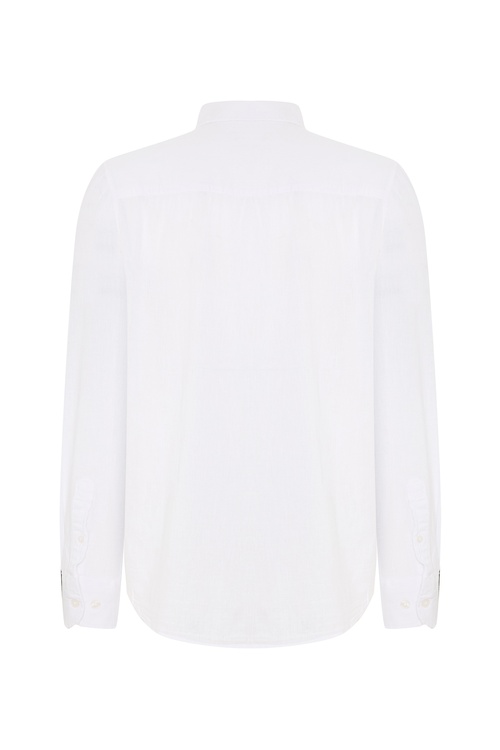  REGULAR FIT UZUN KOLLU KETEN KARIŞIMLI GÖMLEK