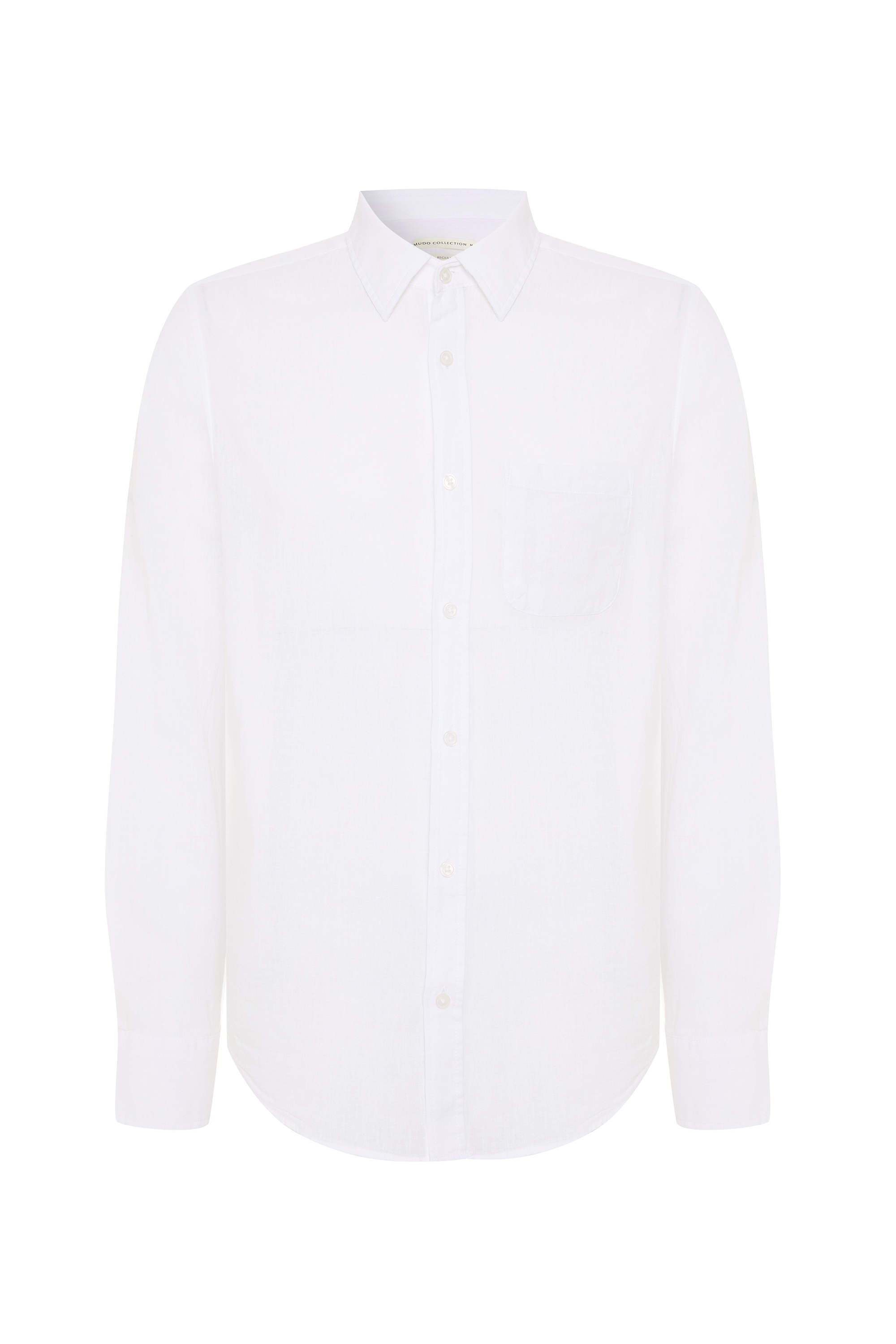 REGULAR FIT UZUN KOLLU KETEN KARIŞIMLI GÖMLEK