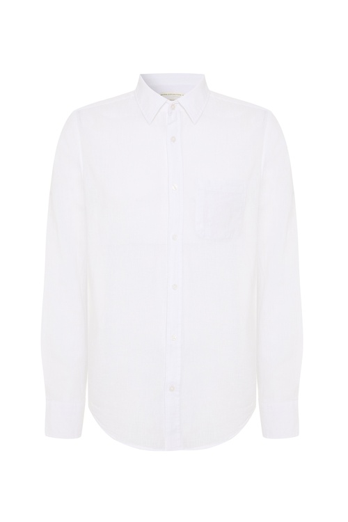  REGULAR FIT UZUN KOLLU KETEN KARIŞIMLI GÖMLEK